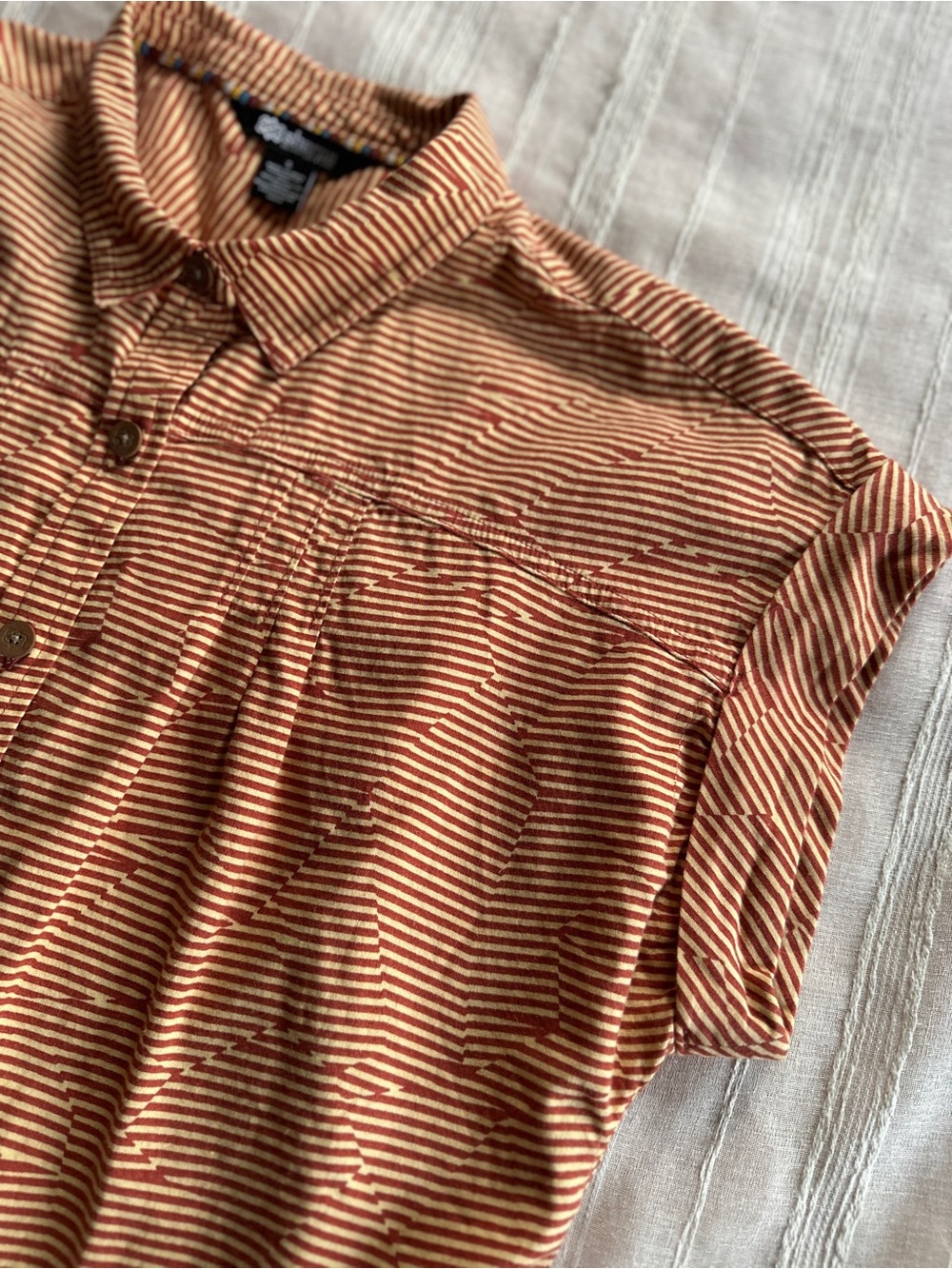 SHERPA Adventure Gear Jaya Rust/Cream Striped Camp Shirt | S